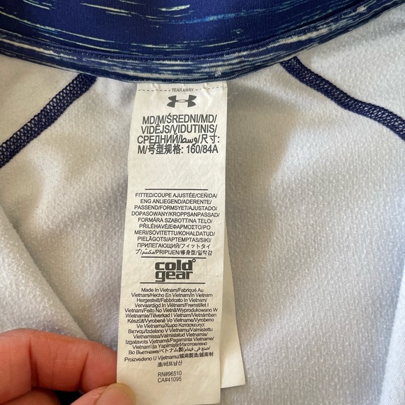 Under Armour heat gear 1/4 zip mock neck top blue and yellow - Picture 2 of 5